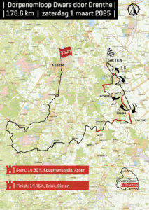 - Routekaart Dorpenomloop Dwars Door Drenthe 2025